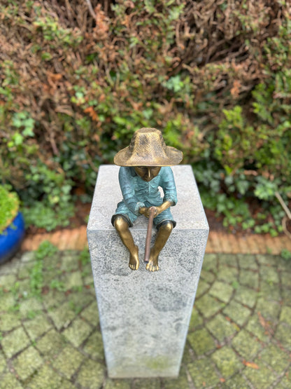 Bronze fisherman boy - Fountain - Pond - Sculpture - Interior