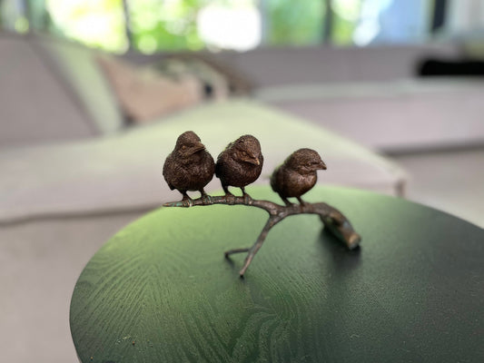 Three Little Birds – Bronze Sculpture. 20x9x12cm