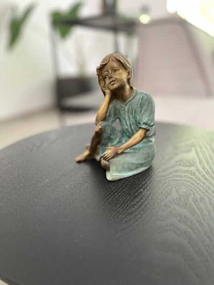 Dreaming Girl – Bronze Sculpture. 9x10x13cm