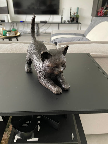Stretching Kitten – Bronze Sculpture. 18x7x16cm - 1Kg