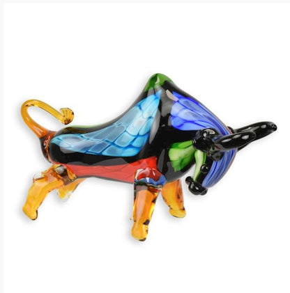 Colorful Bull – Glass Sculpture. 18x10x31cm - 2.4Kg