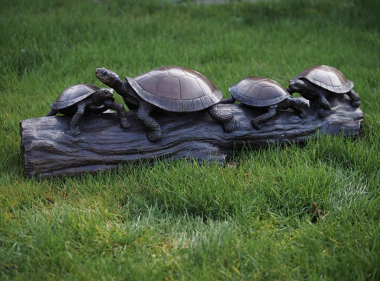 Turtle Family on Log – Bronze Sculpture. 90x30x29cm - 24Kg