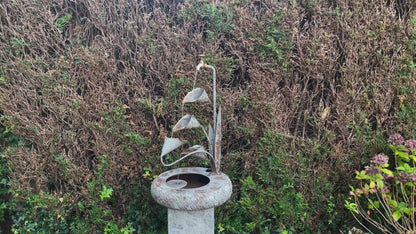 Fountain, metal flower, including pump