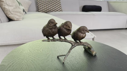 3 Vogels in Brons 12x9x20cm