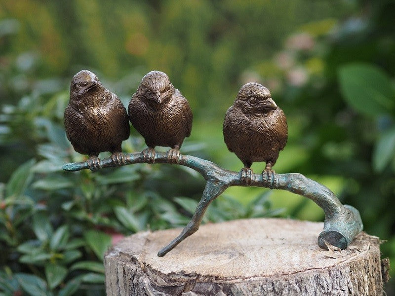 3 Vogels in Brons 12x9x20cm