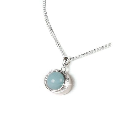 Silver necklace with precious stone ø 14mm