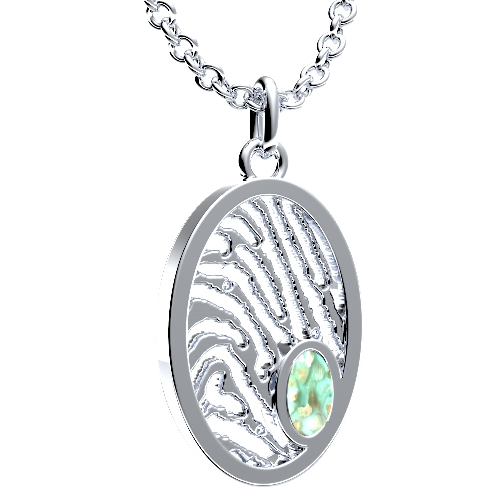 <transcy>Oval Necklaces with Fingerprint + Gray Compartment</transcy>