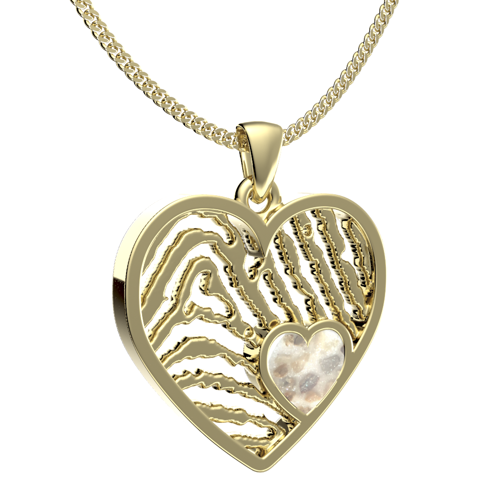 <transcy>Heart Necklaces with Fingerprint + Gray Compartment</transcy>