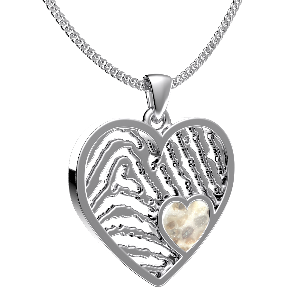 <transcy>Heart Necklaces with Fingerprint + Gray Compartment</transcy>