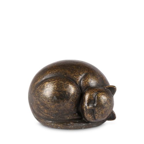 Bronzen Urn Kattenrust in Vrede 11x13x8cm - 0.5L