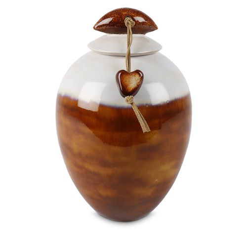 <transcy>Autum Ceramic Urn - Leather & Heart</transcy>