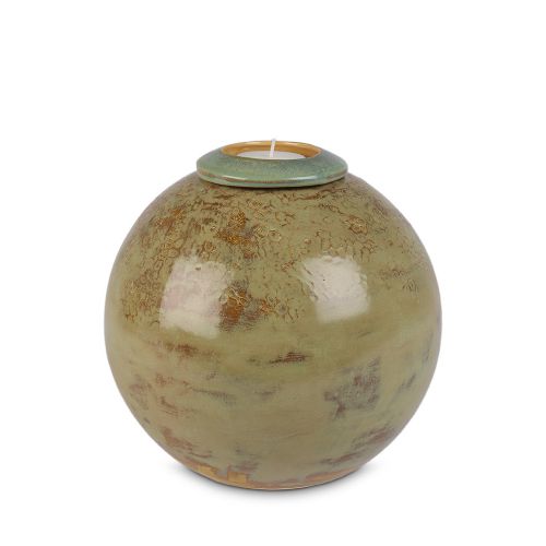 <transcy>Green ceramic urn with 3 liter candle holder</transcy>