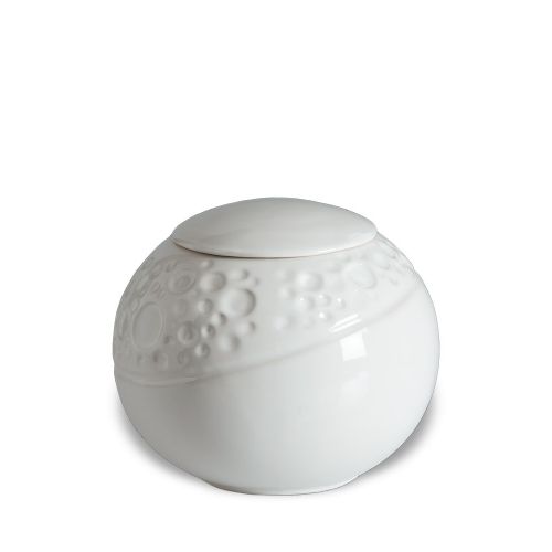 Glossy White Upol-Moon Porcelain Urn . 19cm ø21 - 4L